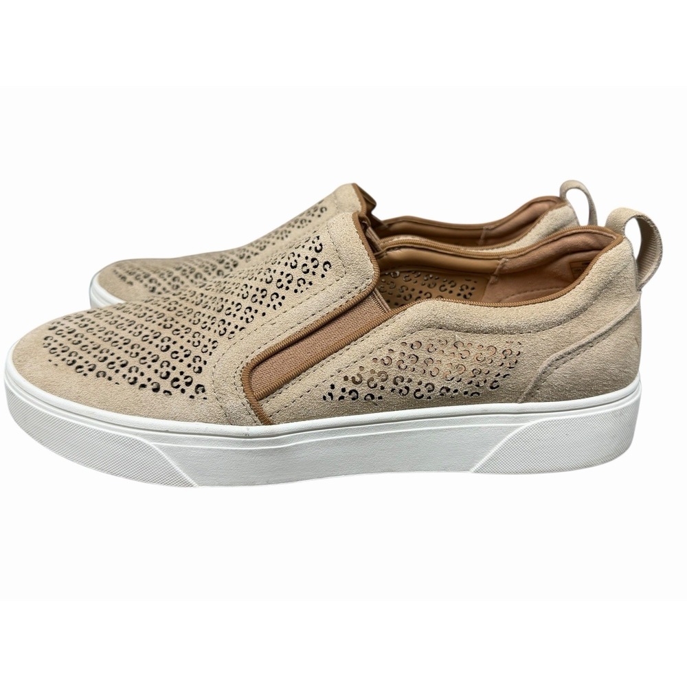 Vionic Kimmie‎ Perf Slip-On Sneakers Women's 9 Beige Suede Comfort Orthotic